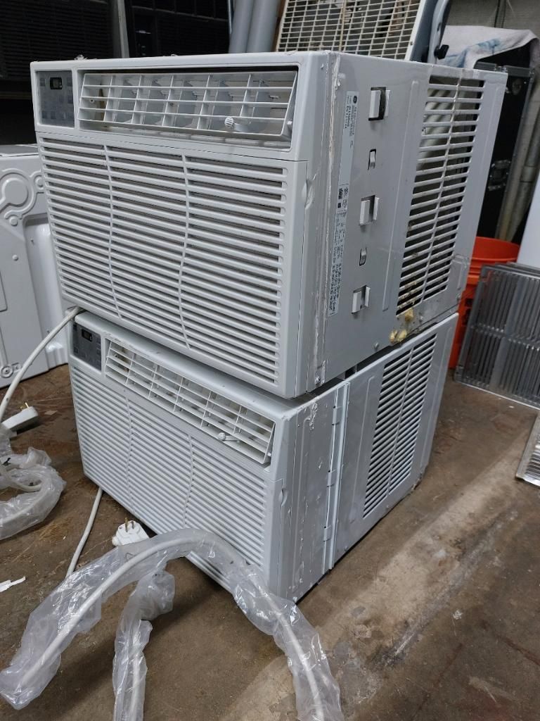 GE 10,000 btu window units. (2) $25 ea. both work. both were mounted in a wall. there is no window mount hardware. you can order it online. pick up sa
