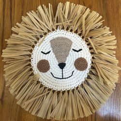 Handwoven lion wall decor 