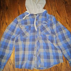 Men's Medium Blue Flannel Hoodie