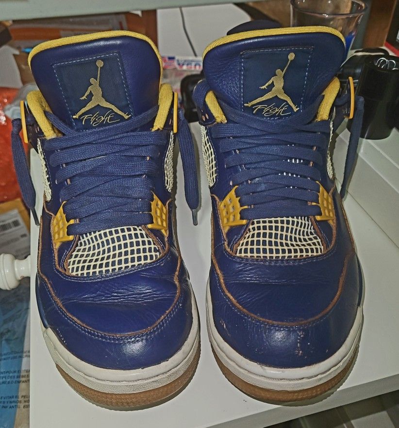 Men's Size 10.5 "Dunk From Above" Retro Jordan 4's in Blue/Yellow (Light Damage)