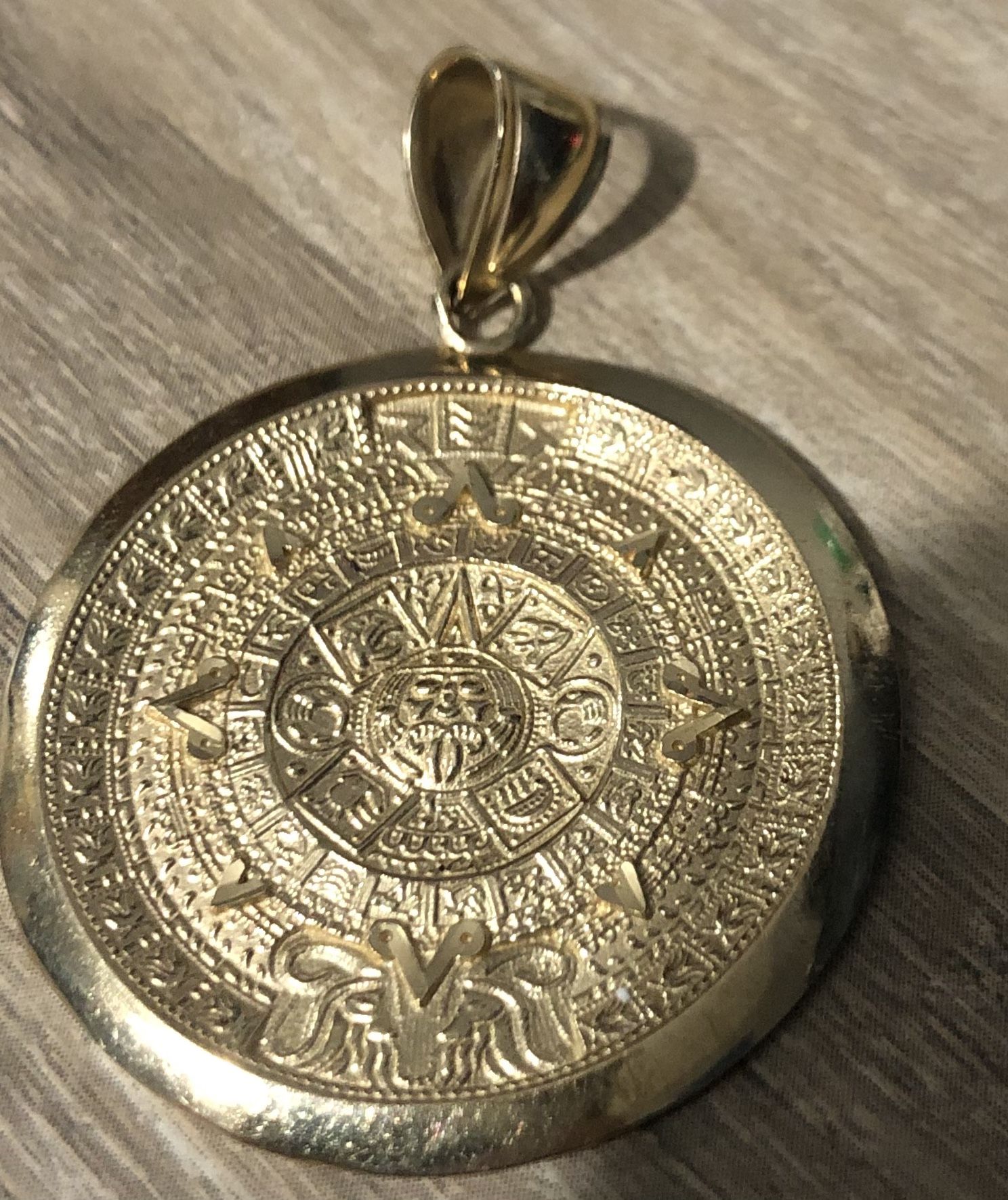 gold aztec calendar pendant 10k