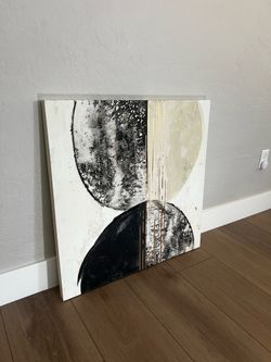30x30 LARGE “New Balance I” Textured Canvas Black/White/Grey/Gold Artwork