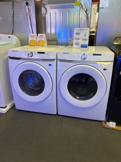 Samsung white front load washer and dryer