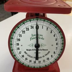 Vintage Metal Red Kitchen SCALE / 1906 American Family Scale.  Excellent Condition. Please See All The Photos. 