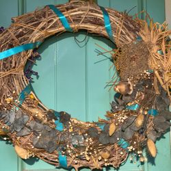 Handmade Grapevine Wreath with Bird and Dried Florals