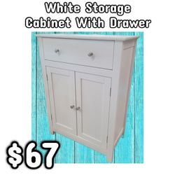 NEW White Storage Cabinet With Drawer: njft