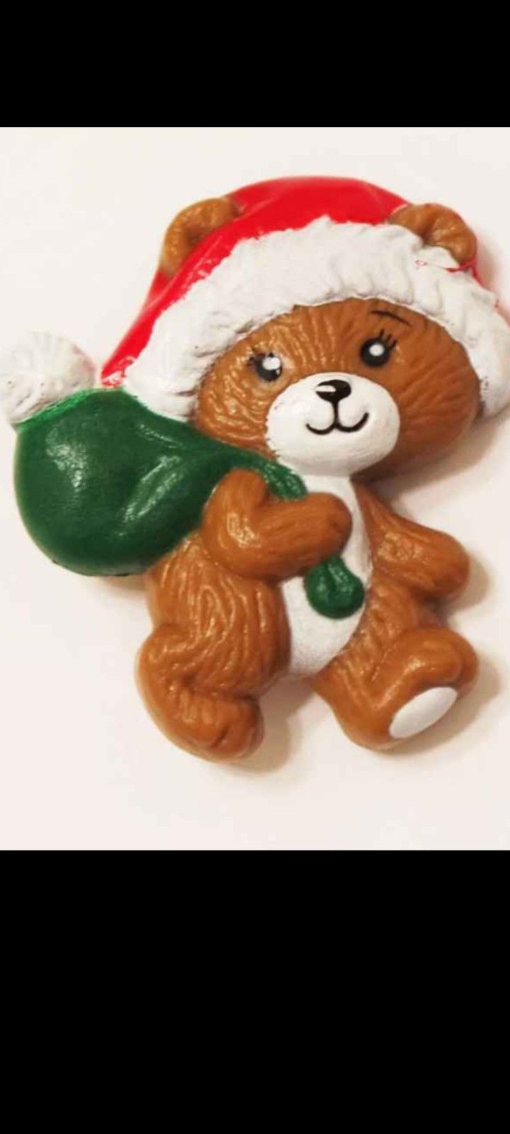 Vintage Jewelry Signed Russ Adorable Christmas Teddy Bear with Sack of Presents Pin Brooch Hallmark