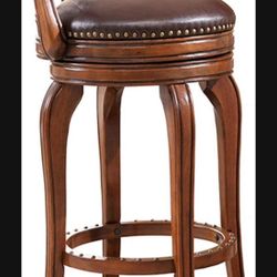 L-JTLYM Counter Stool,360° Swivel Pub Chair, Rustic Barstool,Wooden,Round,Upholstered,Leather Seat,for bar, Counter, Home, Cafe (Size : 32.6in, Style 