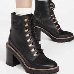 TORY BURCH Miller Mixed-Materials Lug Sole Boot