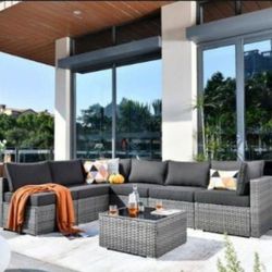 Available In Light Gray Dark Gray Or Blue Cushions Patio Set Patio Sofa Patio Outdoor Furniture Modular Patio Couch Brand New 🆕🚚