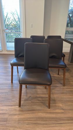 Set of 5 chocolate brown pleather Dining Chairs