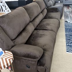 Oversized Brown Velvet Recliner Sofa 🥰😎🥳