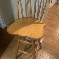 Oak Swivel Bar Height Chair