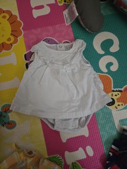 White Carters romper and baby B'gosh plaid 2 piece