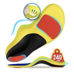 240+lbs Plantar Fasciitis Insoles Men Women, 100% Memory Foam Comfort Heavy Duty High Arch Support Inserts for Pain Relief Absorb Shock, Work Boot Sho