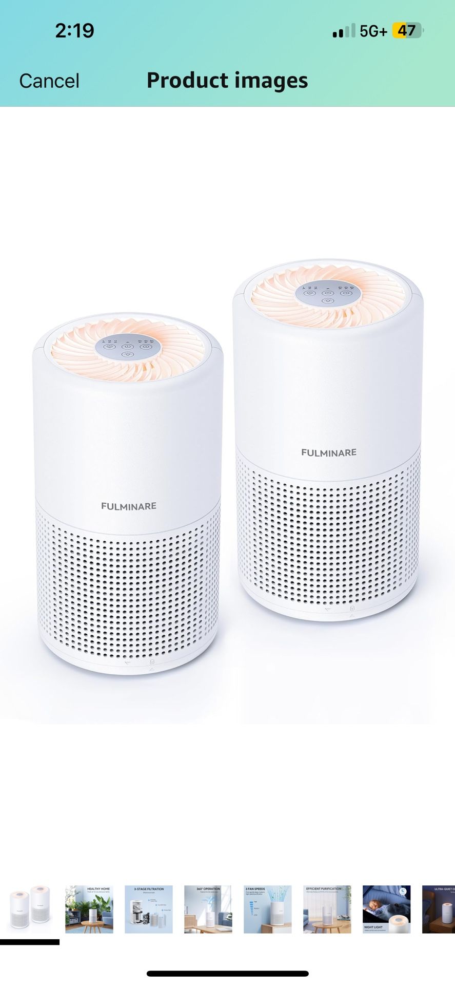FULMINARE Air Purifiers for Bedroom H13 True HEPA Air Filter Quiet Air Cleaner With Night Light Portable Small Air Purifier for Home, Office, Living R