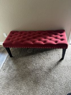 💎 ❤️Elegant Tufted Red Velvet Bench – Like New! ❤️💎