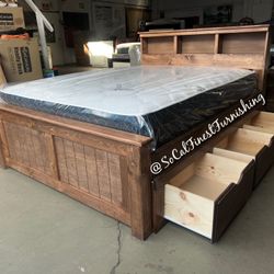 Queen Bed With Drawers And Mattress