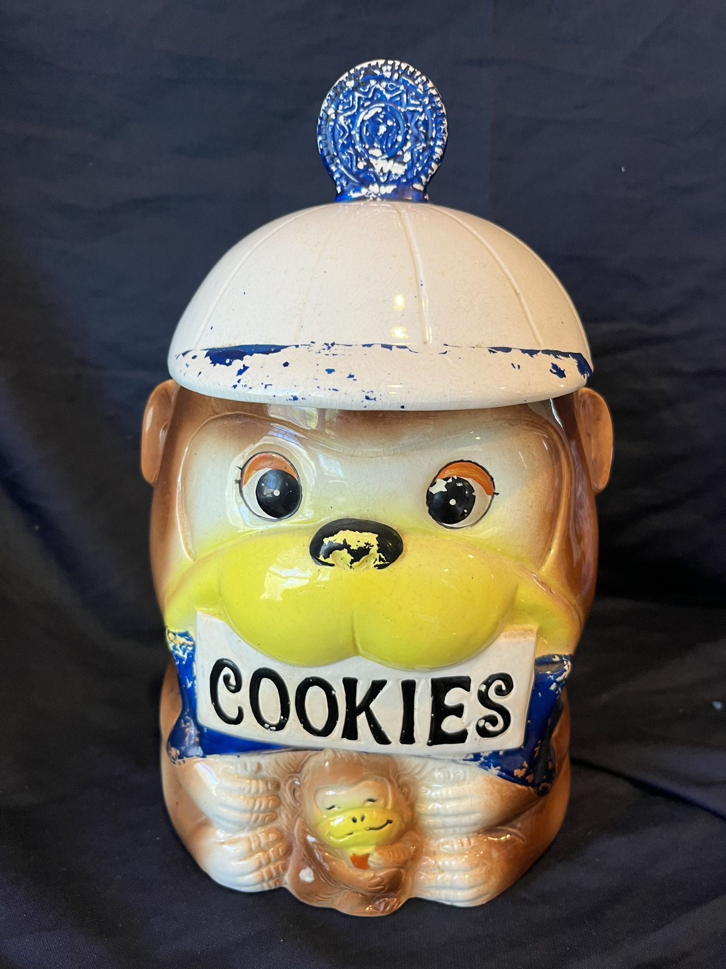 Vintage Monkey Cookie Jar Japan Retro Kitsch
