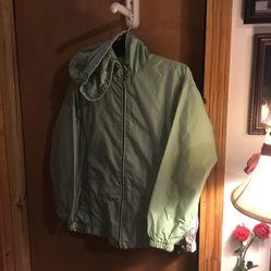 Women’s Light Green Windbreaker With Hood Sz Med