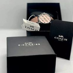 NWT COACH W1546 RUBY WATCH Leather Strap Blush Pink Women's Checker Heart