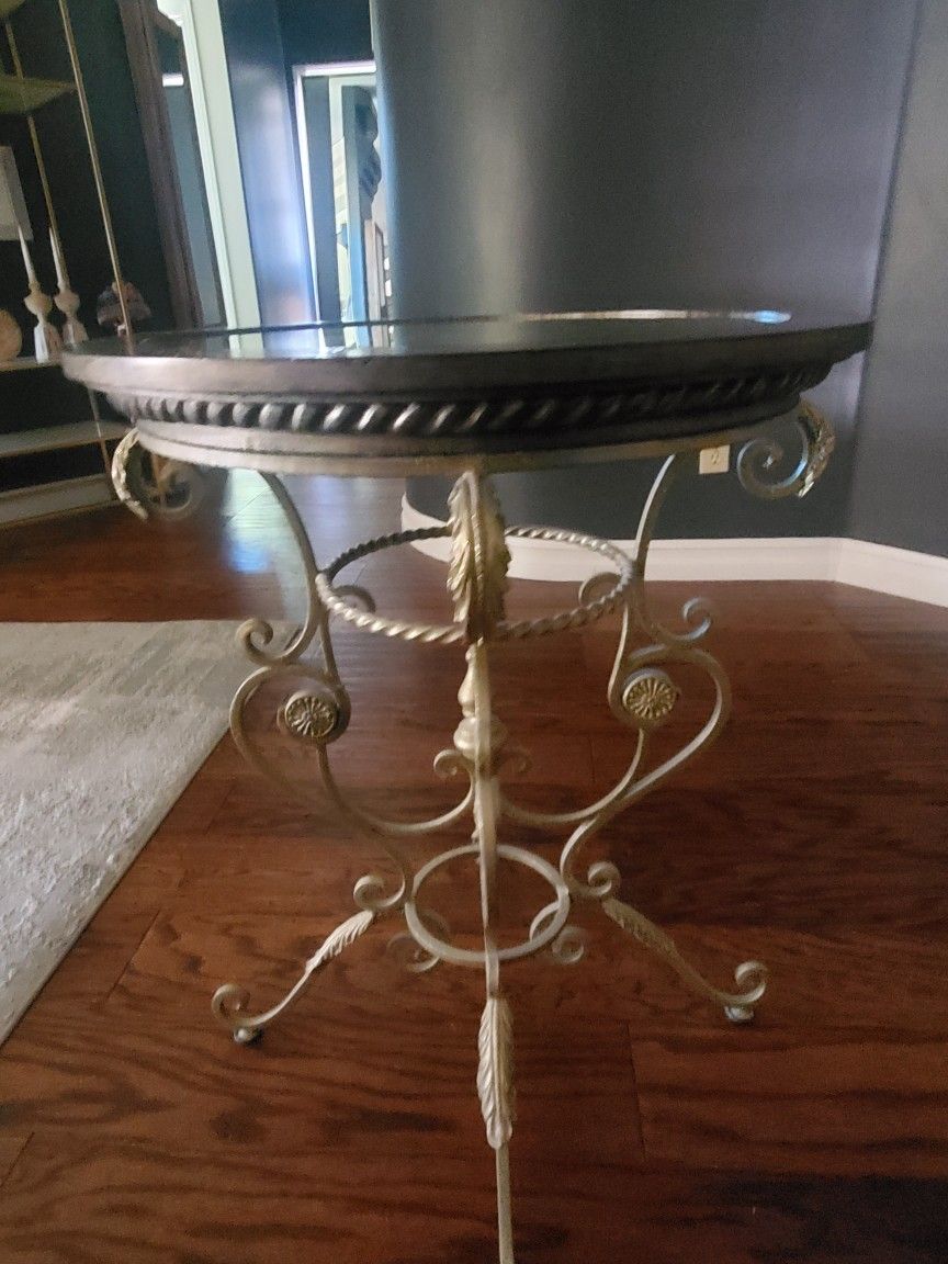 Mirrored, Gold Guilded Side Table For Living Room Or Bedroom