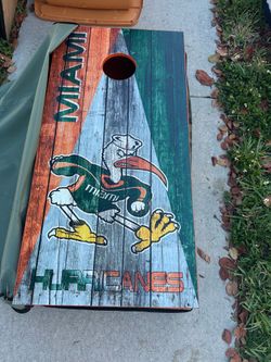 Miami hurricanes cornhole table