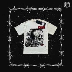 Men's and Women's Hellstar White and Red Skull Print Graphic Tee