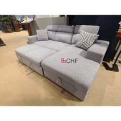 Living room sectional sofa with storage chaise and pull out sofa bed