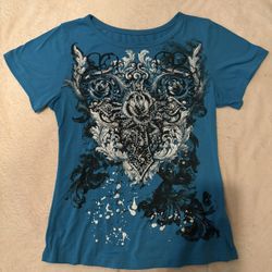 Blue and Black Grunge Shirt