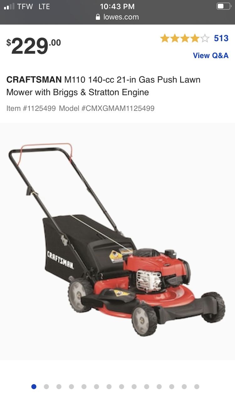 CRAFTSMAN M110 140cc 21in Gas Push Lawn Mower with Briggs & Stratton