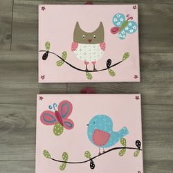 Baby Girl For Kids Room Set Of 2 Canvas Wall Art