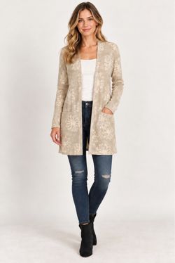 Floral Print Open Front Cardigan