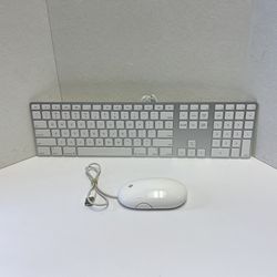 Apple Slim USB Wired Keyboard A1243  Aluminum + Mighty Mouse A1152 bundle Tested