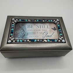 Cottage Garden Working Jeweled Music Box & Interchangeable Photo Frame How Great Thou Art