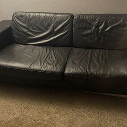 Black Leather Used Couch