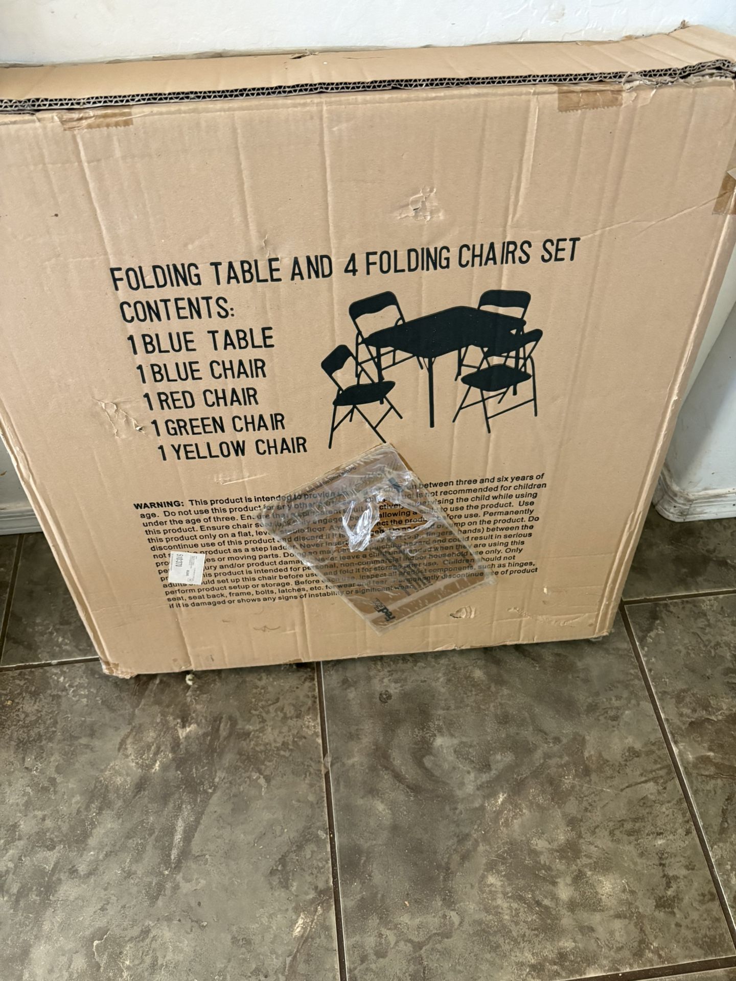 Kids Folding Table And 4 Chairs Set New