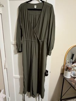 Gap Olive Green Midi Wrap Dress-L