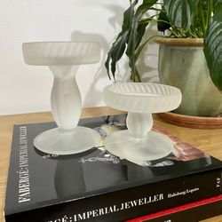 Vintage Frosted Glass Candle Holders
