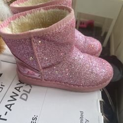 Pink Kids Glitter Boots
