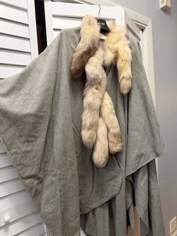 Gray fax tail wrap and cape