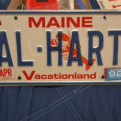 Maine Personalized Automobile License Plates  "Al-HART"