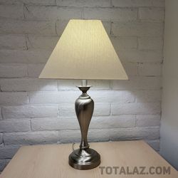 Elegant Brushed Nickel Table Lamp with Square Shade