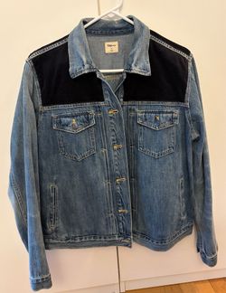 GAP denim jacket with black velvet patches