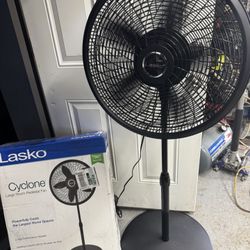 New Lasko Cyclone Pedestal Fan 3 Speed. Works As It Should. Must Pick Up