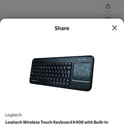 Logitech Wireless Touch Keyboard K400 with Built-In Multi-Touch Touchpad, Black