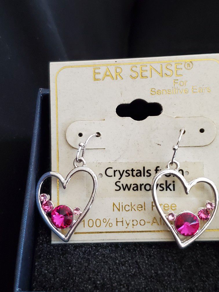 Vintage Heart Ear Sense Earring Set With Crystals From Swarovski