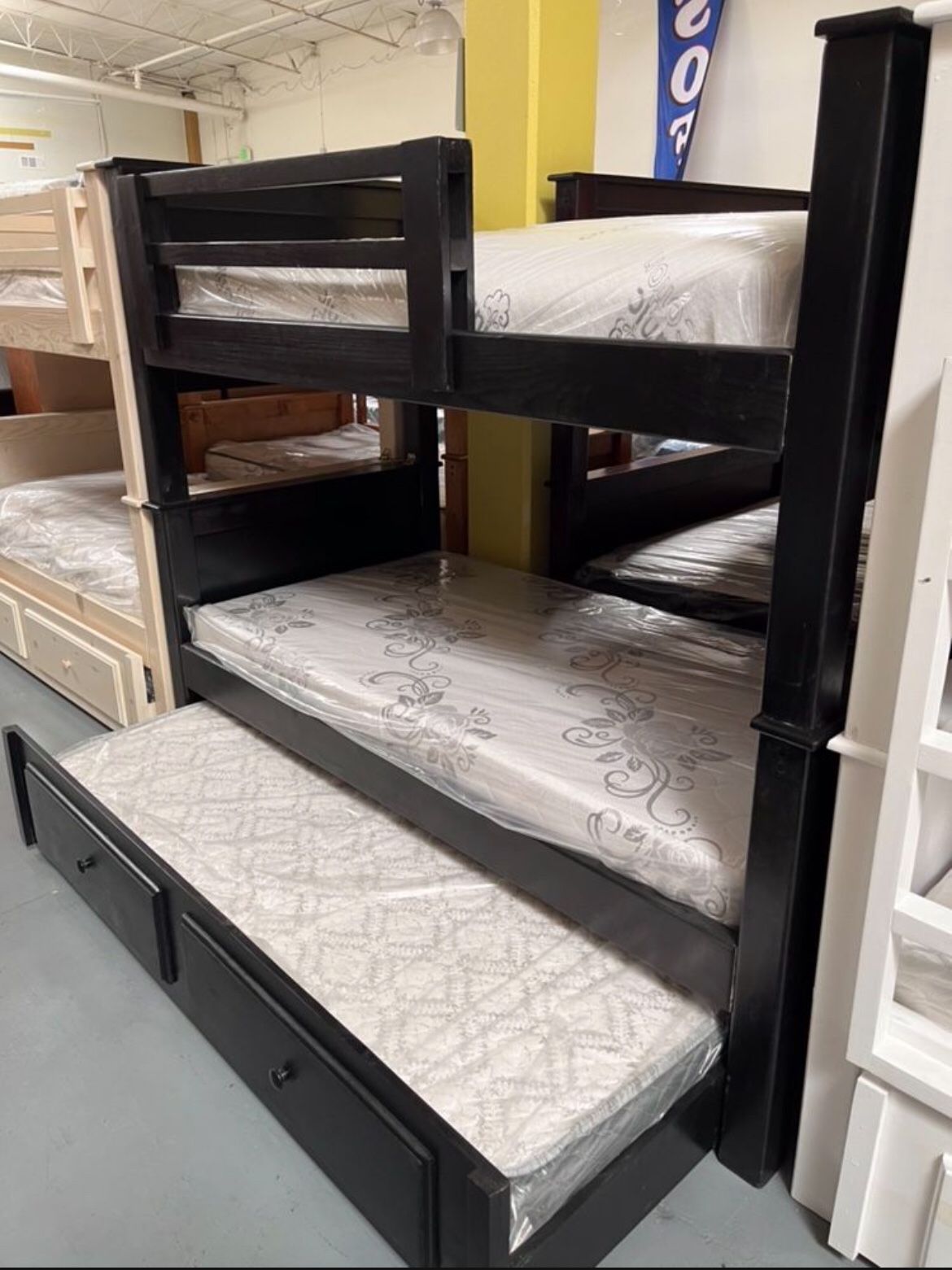 Triple Twin Bunk Bed With Mattress Included