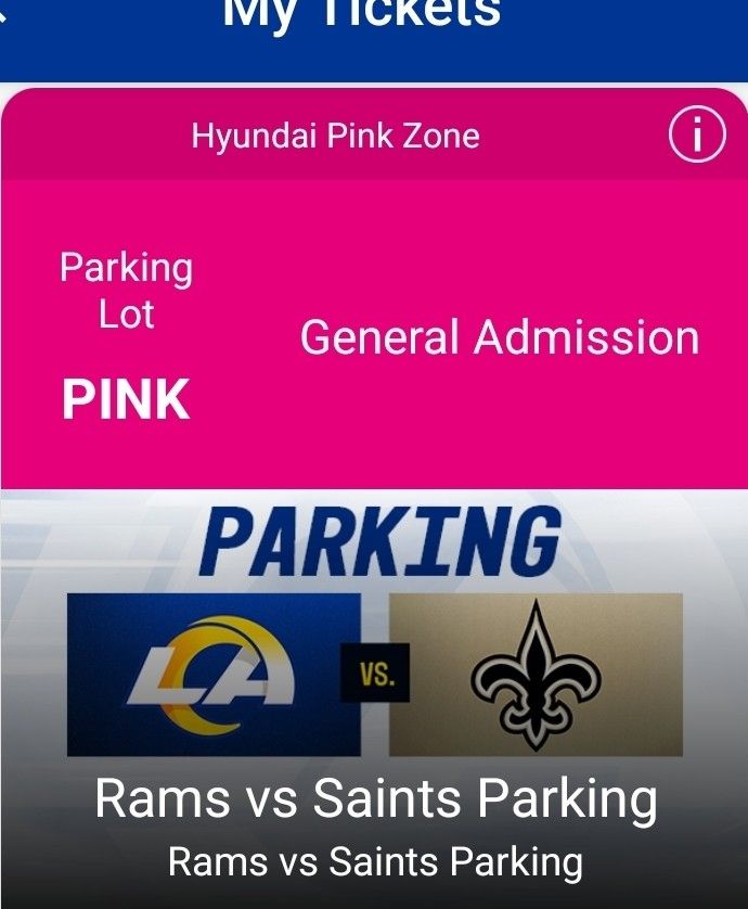 Rams vs. Saints Tailgate Parking Pass