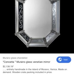 $2000 Venetian Murano Glass Mirror Hand Blown
